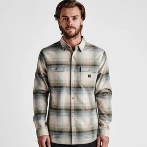 ROARK FLANNEL Men's Neutral Plaid Long-Sleeve Shirt